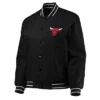 Shop Chicago Bulls Poly Twill Black Full-Snap Jacket