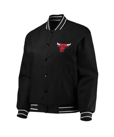 Shop Chicago Bulls Poly Twill Black Full-Snap Jacket