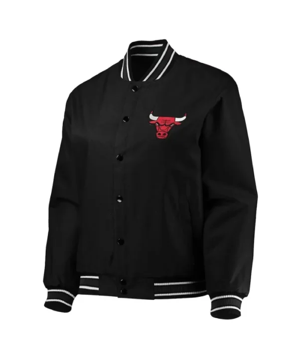 Shop Chicago Bulls Poly Twill Black Full-Snap Jacket