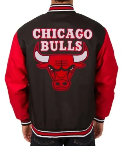 Chicago Bulls Poly Twill Black and Red Jacket