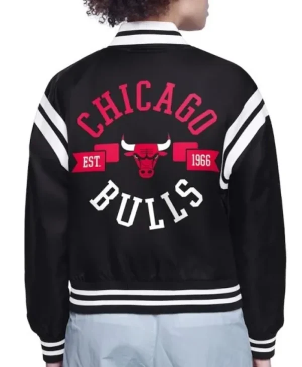 Chicago Bulls Printed Logo Satin Varsity Jacket