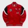 Shop Chicago Bulls Heavyweight Full-Snap Varsity Satin Red Jacket