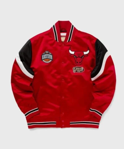 Shop Chicago Bulls Heavyweight Full-Snap Varsity Satin Red Jacket