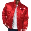 Chicago Bulls Full-Snap Satin Trucker Red Jacket