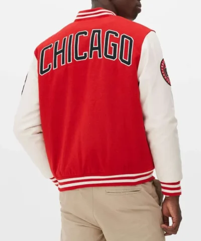 Chicago Bulls Varsity Red and Off White Jacket