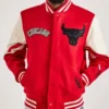 Chicago Bulls Varsity Full-Zip Wool Red and White Jacket