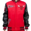 Chicago Bulls Retro Classic Red and White Varsity Jacket