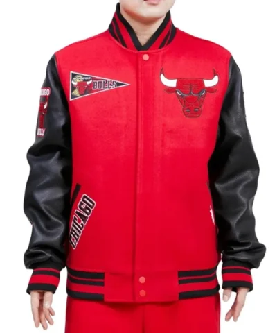 Chicago Bulls Retro Classic Red and White Varsity Jacket