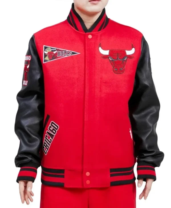 Chicago Bulls Retro Classic Red and White Varsity Jacket
