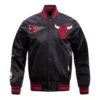 Chicago Bulls Retro Classic Rib Red Satin Jacket