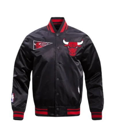 Chicago Bulls Retro Classic Rib Red Satin Jacket