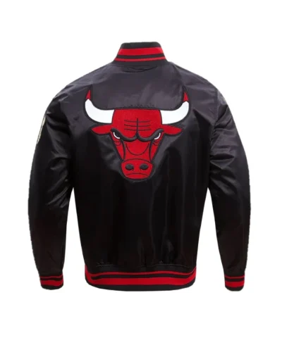 Chicago Bulls Retro Classic Rib Full-Snap Red Satin Jacket