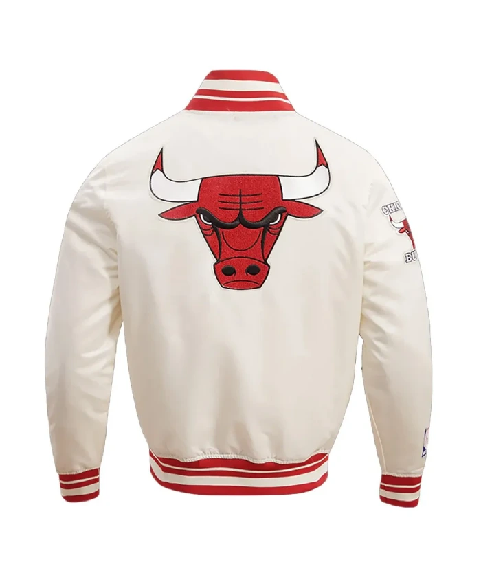 Chicago Bulls Retro Classic Rib Black Satin Jacket
