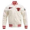Chicago Bulls Retro Classic Rib Full-Snap Black Satin Jacket