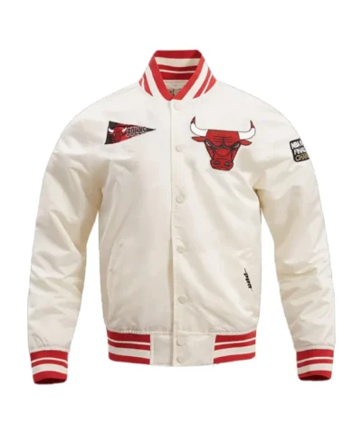 Chicago Bulls Retro Classic Rib Full-Snap Black Satin Jacket