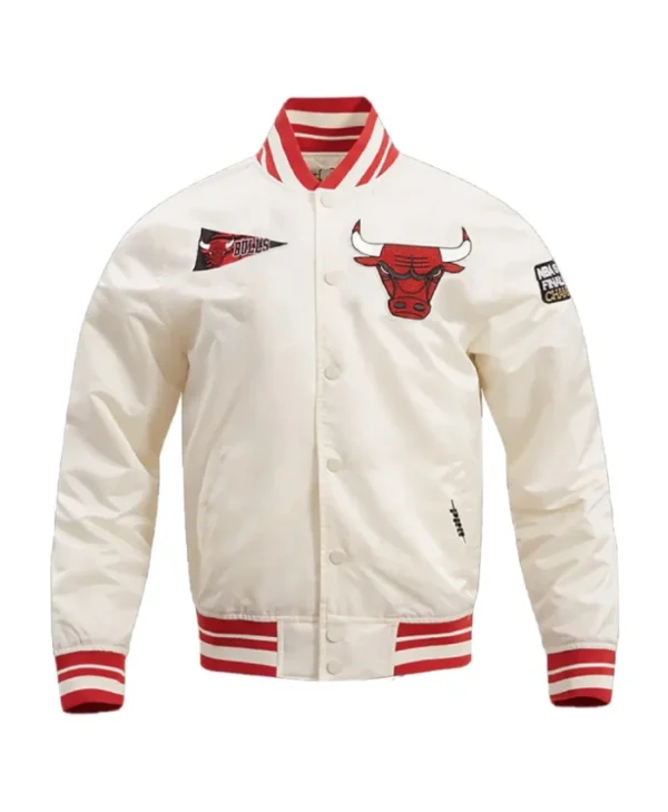 Chicago Bulls Retro Classic Rib Full-Snap Black Satin Jacket