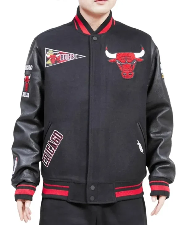 Chicago Bulls Classic Varsity Full-Snap WoolLeather Jacket
