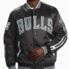 Buy Starter NBA Chicago Bulls Striped Varsity Satin Full-Snap Jacket