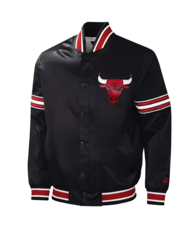 Chicago Bulls Slider Full-Snap Satin Black Jacket