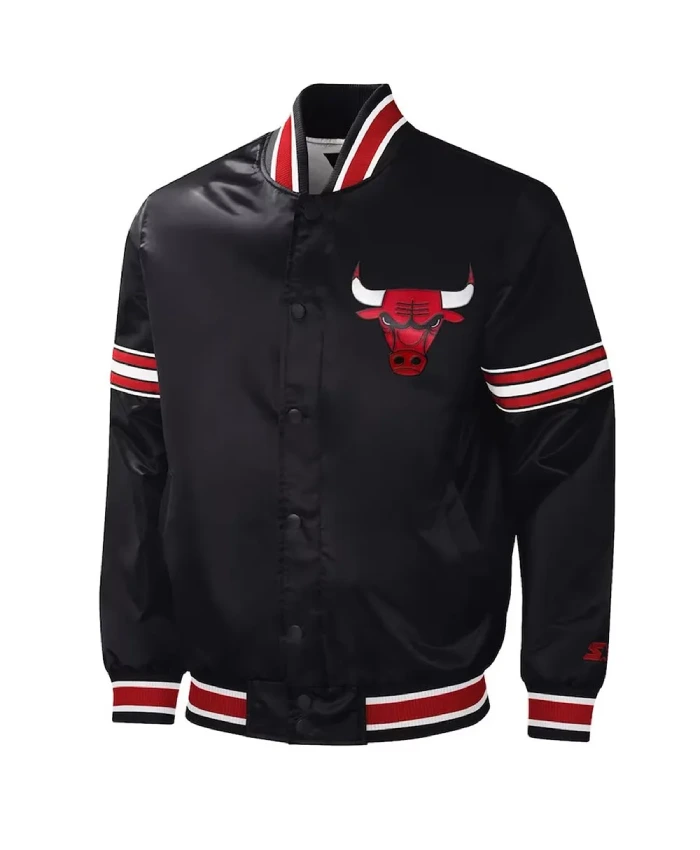 Chicago Bulls Slider Full-Snap Satin Black Jacket