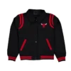 Chicago Bulls Sport Night Varsity Full-Snap Wool Black Jacket