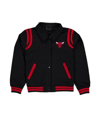 Chicago Bulls Sport Night Varsity Full-Snap Wool Black Jacket