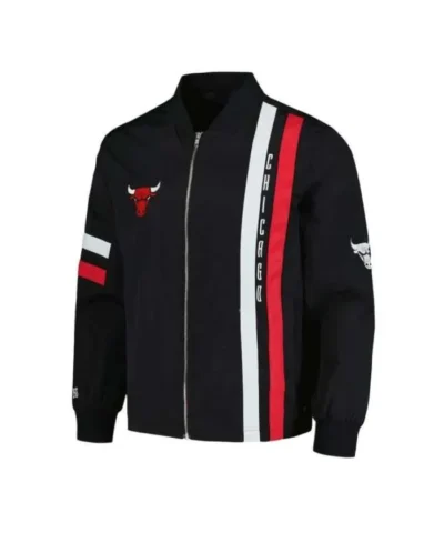 Shop Chicago Bulls Stitch Applique Full-Zip Black Bomber Jacket