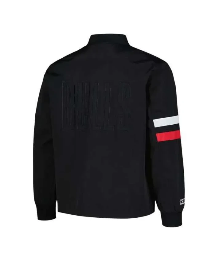 Chicago Bulls Stitch Applique Black Bomber Jacket