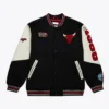 Chicago Bulls Team History Vintage Logo Varsity Wool Black Jacket