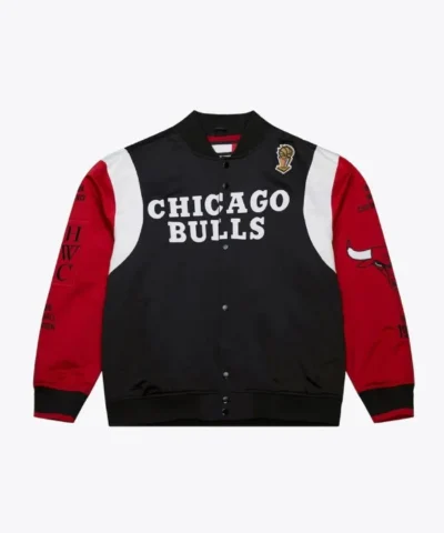 BlackRed Chicago Bulls Team Origins Full-Snap Satin Jacket