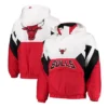 Chicago Bulls The Line-Up Oxford Half-Zip Pullover Hooded WhiteRed Jacket