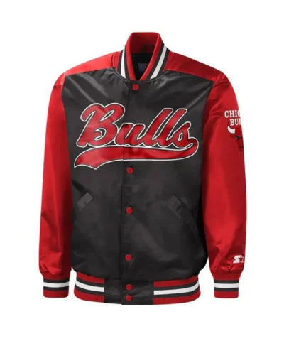 The Tradition II Chicago Bulls Full-Snap Satin Black and Red Jacket