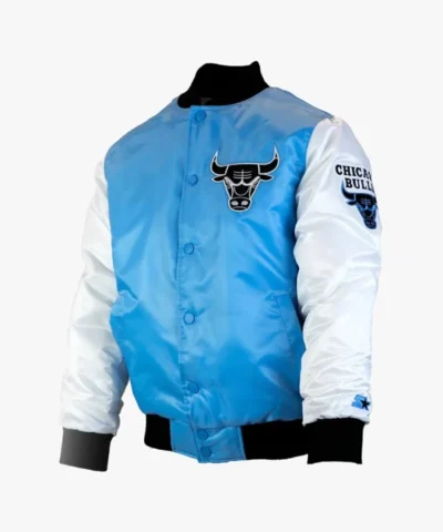 Tobacco Road Chicago Bulls Varsity Blue and White Full-Snap Satin Jacket