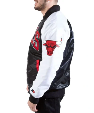 Chicago Bulls Tri-Color Full-Snap Satin Varsity Jacket