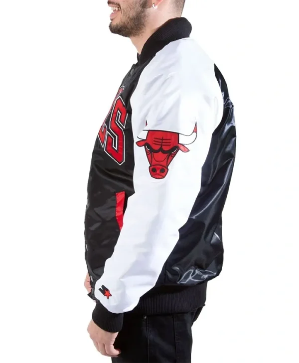 Chicago Bulls Tri-Color Full-Snap Satin Varsity Jacket