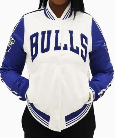 Shop Chicago Bulls Two Tone Satin Full-Snap Jacket