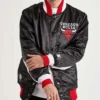 Starter Chicago Bulls Black Full-Snap Varsity Satin Jacket