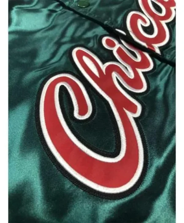 Chicago Bulls Varsity Full-Snap Satin Green Jacket