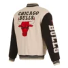 Chicago Bulls Cream and Black Varsity Jacket