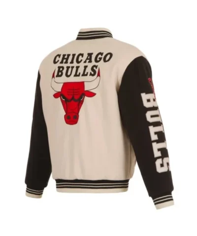 Chicago Bulls Cream and Black Varsity Jacket