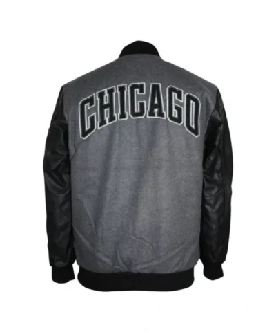 Chicago Bulls Varsity Black and Grey WoolLeather Jacket