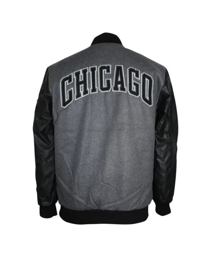 Chicago Bulls Varsity Black and Grey WoolLeather Jacket