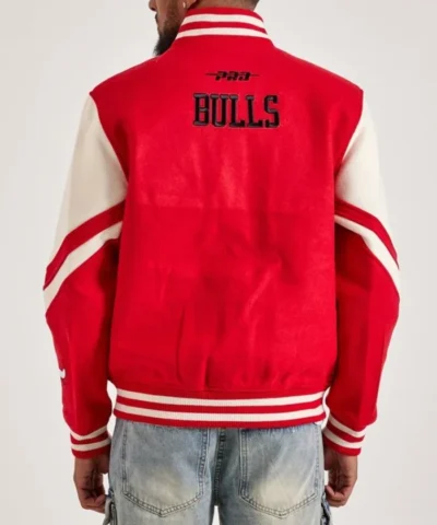 Chicago Bulls Red and White Wool Varsity Jacket