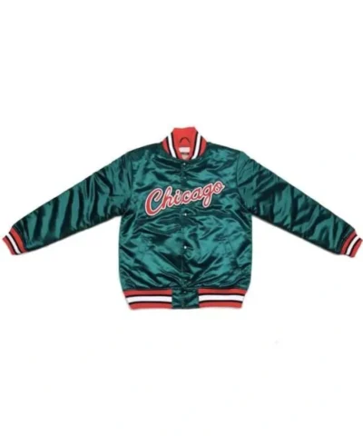 Chicago Bulls Varsity Full-Snap Satin Green Jacket