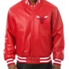 Chicago Bulls Varsity Full-Snap Leather Red Jacket