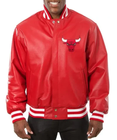 Chicago Bulls Varsity Full-Snap Leather Red Jacket