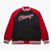 Chicago Bulls Vintage Logo Double Clutch Full-Snap Satin Black and Red Jacket
