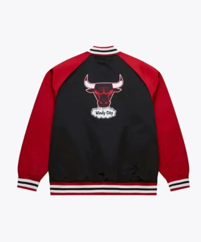 Chicago Bulls Vintage Logo Double Clutch Black Satin Jacket