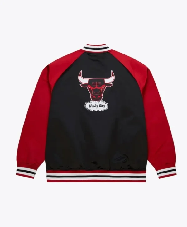 Chicago Bulls Vintage Logo Double Clutch Black Satin Jacket