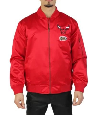 Shop Vintage Logo Chicago Bulls Bomber Full-Zip Satin Red Jacket